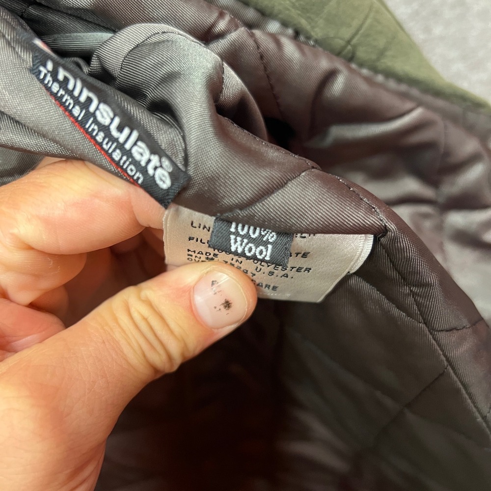 Vintage Burberry Suede Leather Duffle Toggle Coat Olive Green Jacket Womens - Picture 16 of 16